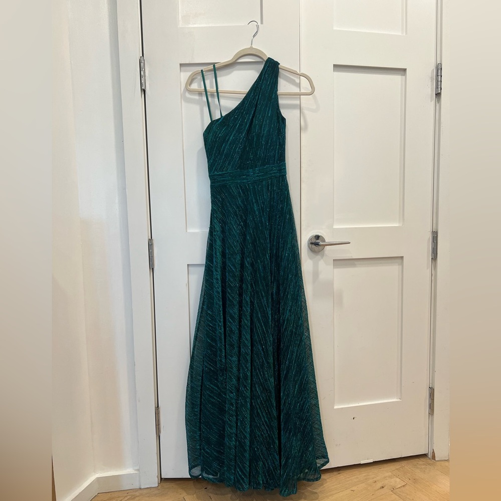 Aqua Emerald One-Shoulder Dress